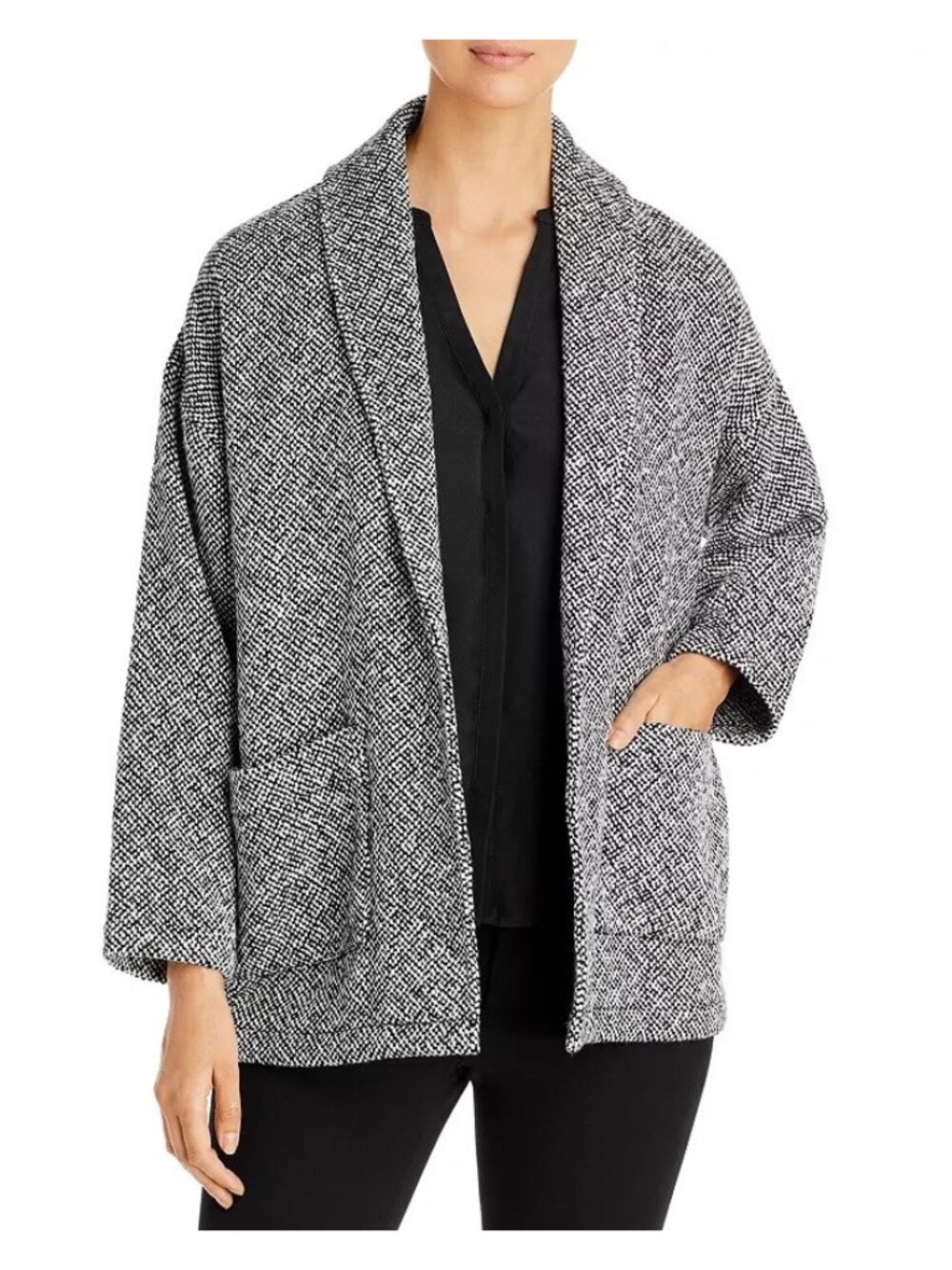Eileen Fisher Organic Cotton Tweed Cardigan Sweater Coat